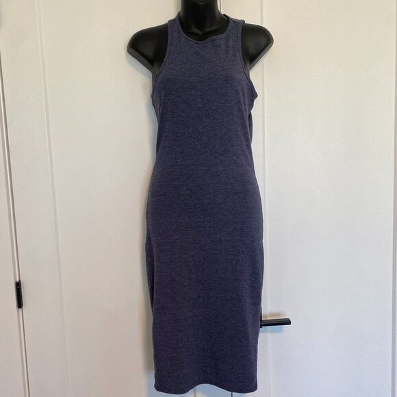 Blue Slate High Neck Sleeveless Knit Midi Dress Bodycon Fitted Dress Size Small - Picture 1 of 4